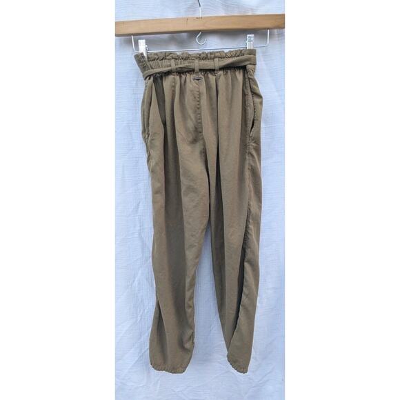 Billabong Sand Stand Army Olive Green Belted Paperbag Waist Pants Size Medium - Picture 4 of 8
